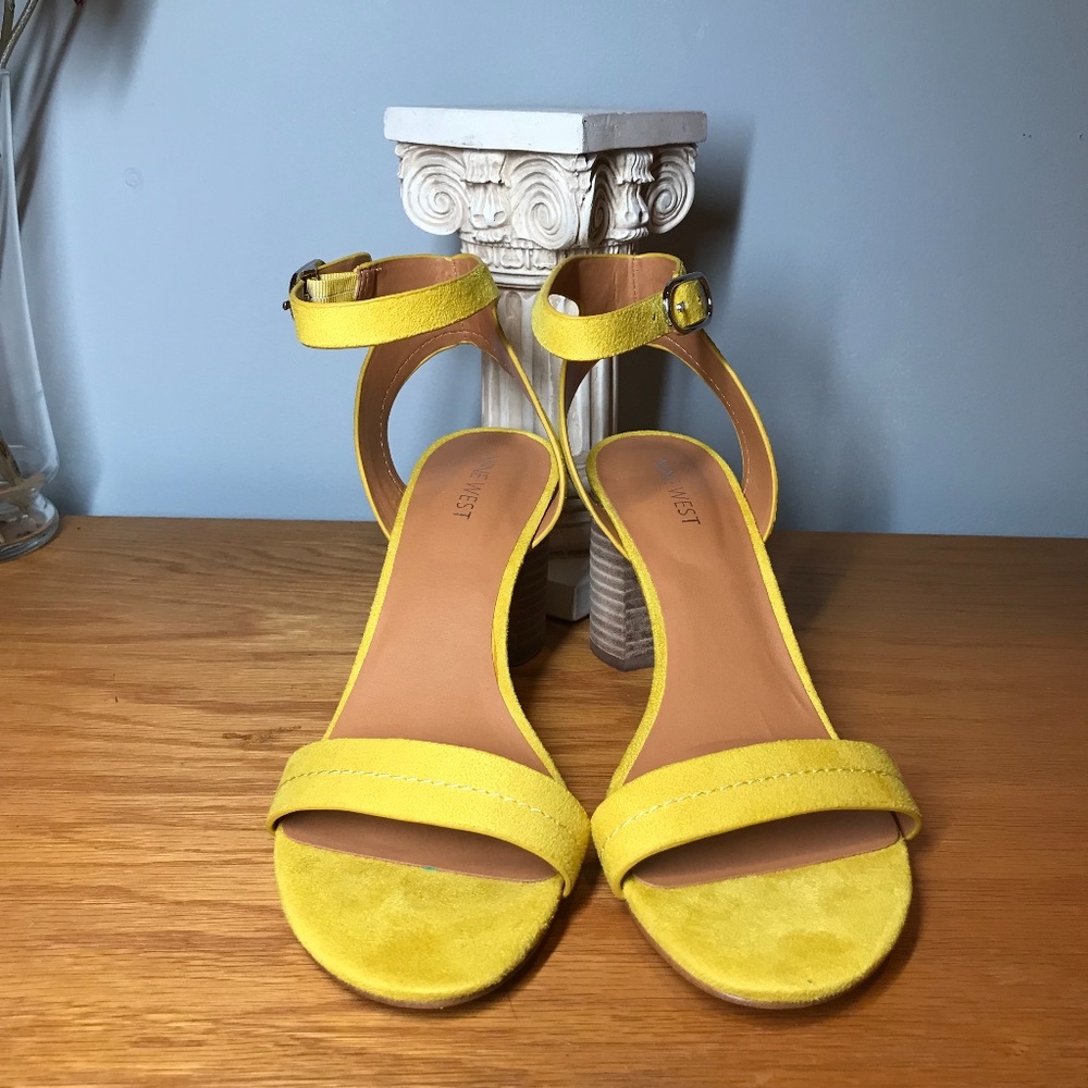 Nine West Heels Suede Block Heel Sandals - Picture 3 of 11